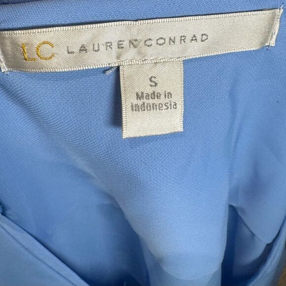 Lauren Conrad long sleeve blue vneck blouse top size small - Picture 4 of 5
